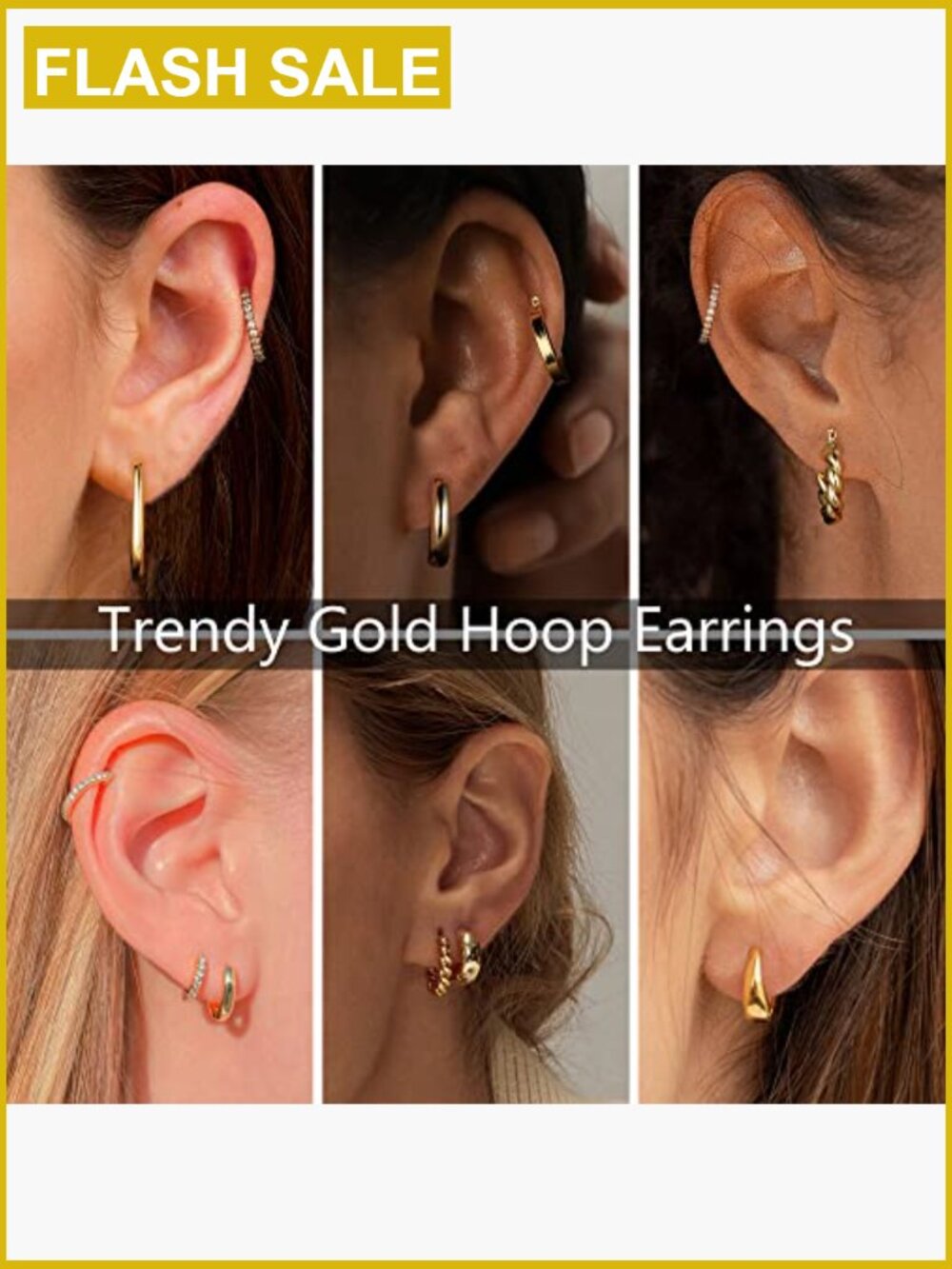 9 Pairs Gold Hoop Earrings Set For Women, 14k Gold Plated Hypoallergenic View 2